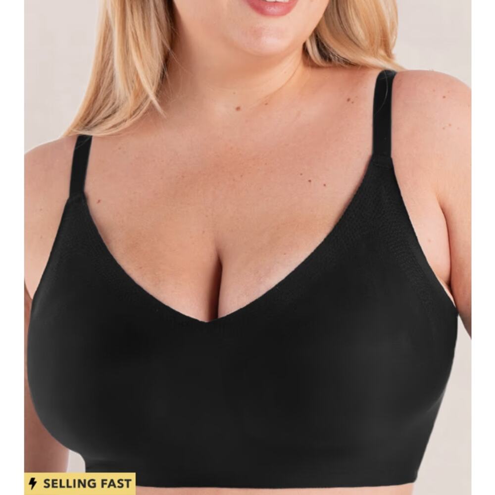 Shapermint Large Black Essential Smoothing Comfort Wireless Bra 13402 Stretch